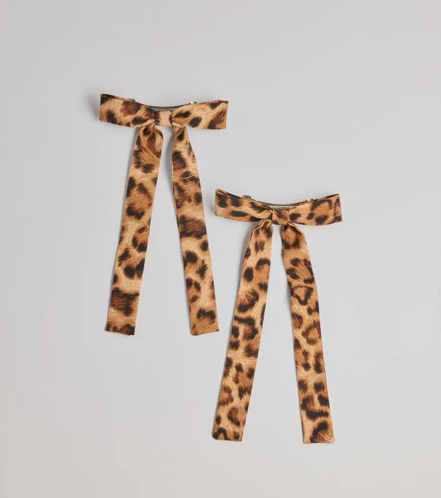 Wild Glam Cheetah Print Bow Twin-PacK