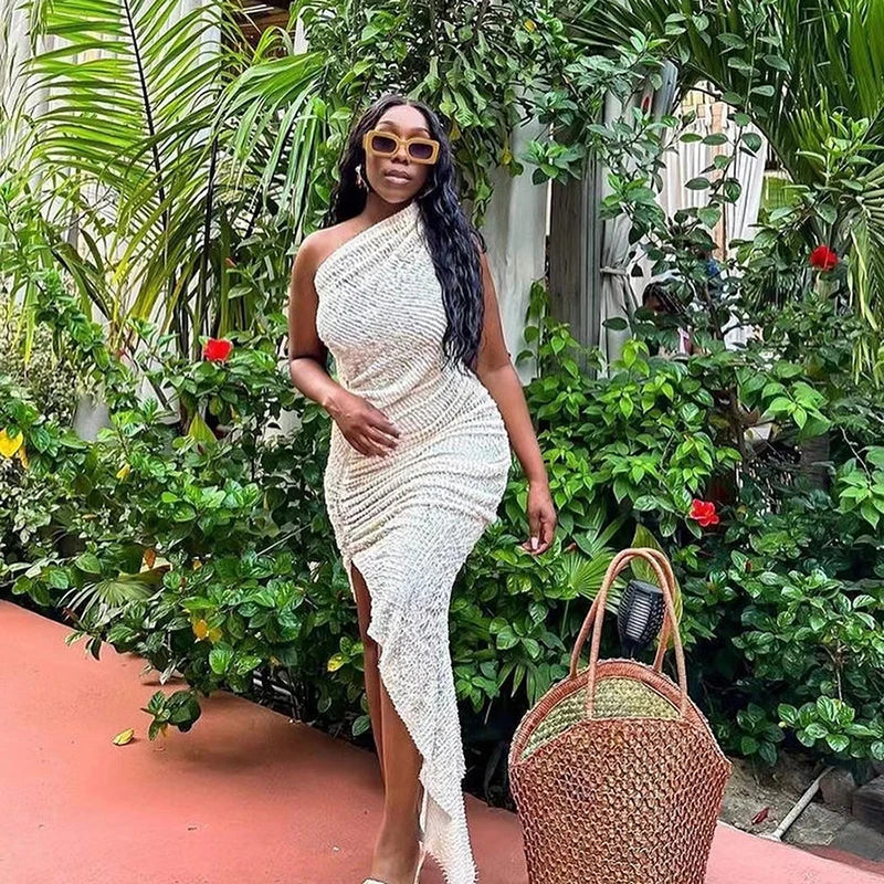 CHIC SOLID OFF-SHOULDER MIDI DRESS
