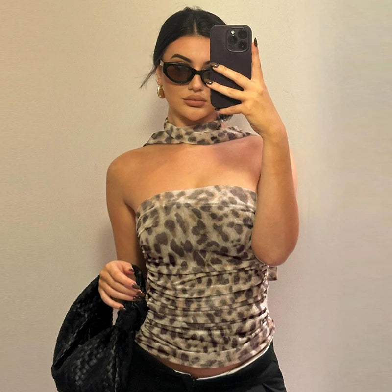 LEOPARD PRINT SEXY CROP TANK TOP