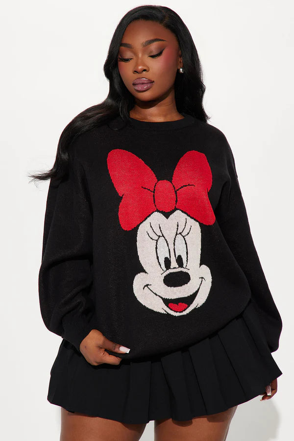 Minnie Mouse Wink Sweater - Black/Combo