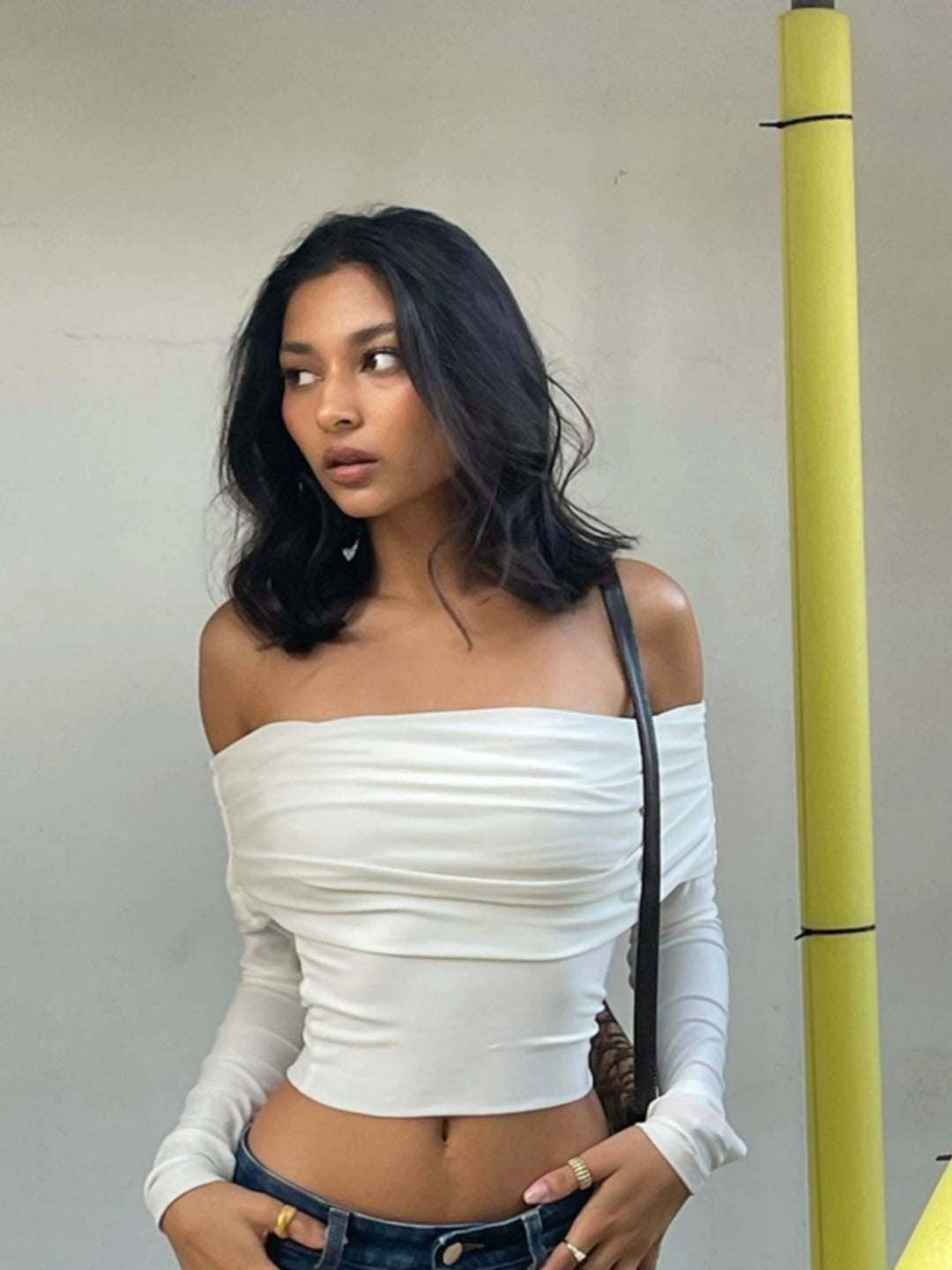 OFF-SHOULDER DOUBLE-LAYER TOP