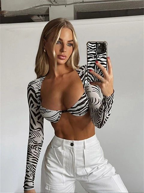 Y2K Sexy Zebra Print Top