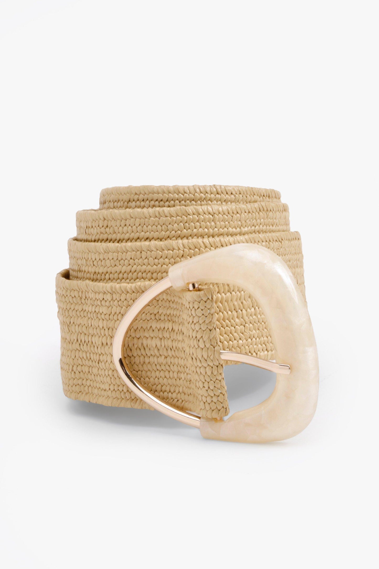 Gemstone Buckle Raffia Belt