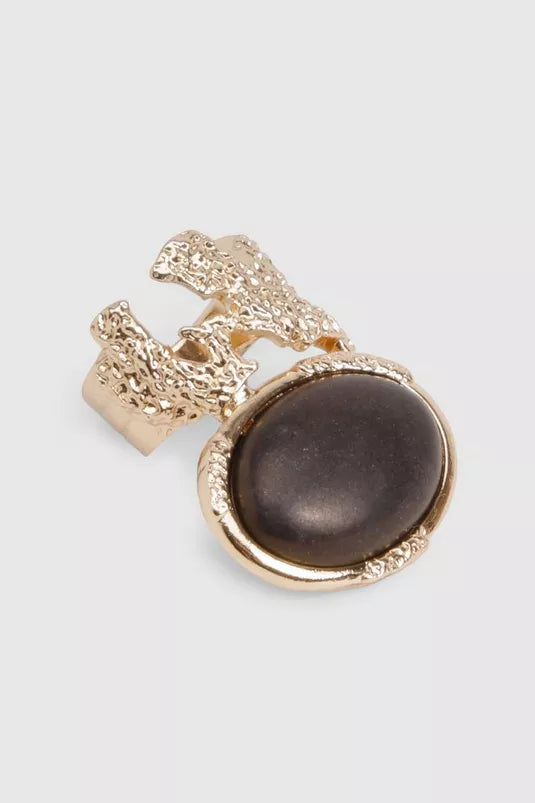 Hammered Gold Gem Stone Ring