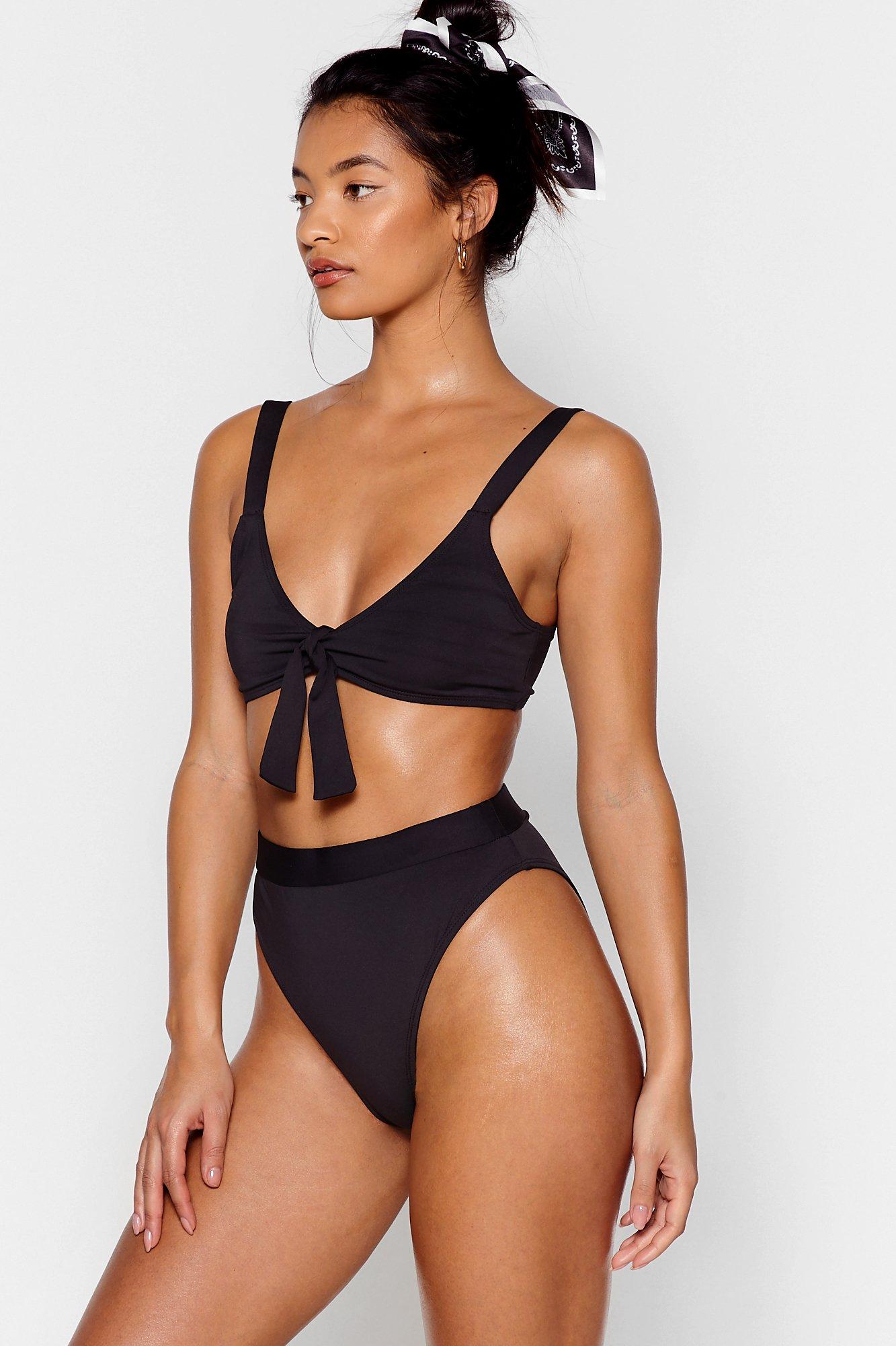 Tie Front High Leg Bikini Set