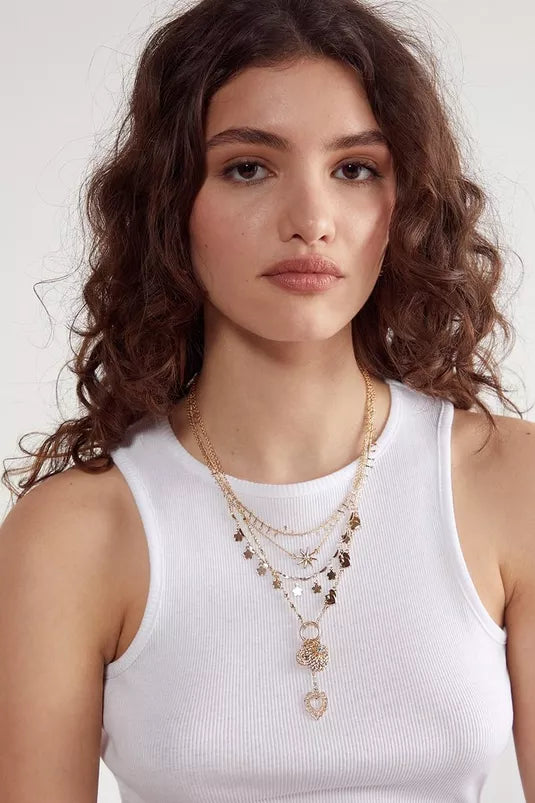 Layered Charm Detail Necklace