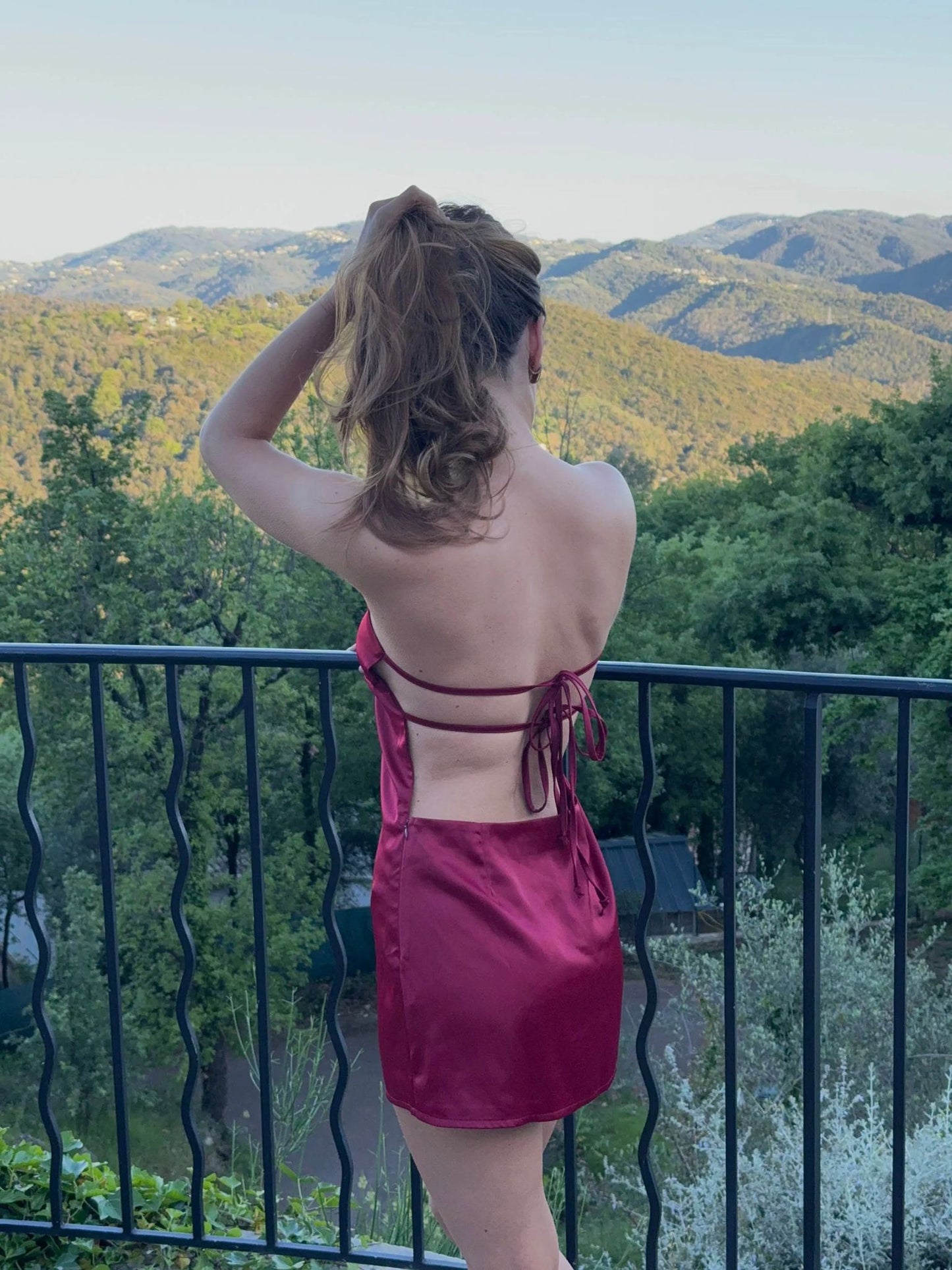 Diana satin bandeau dress - Red