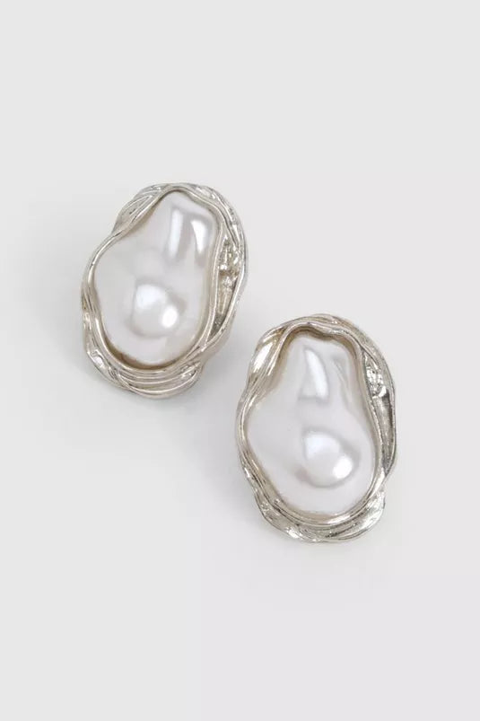 Silver Molten Pearl Ring