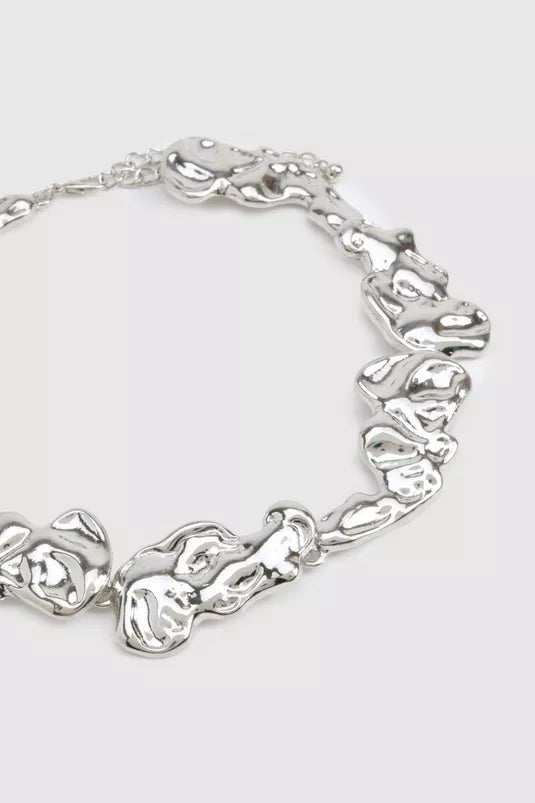 Silver Molten Statement Necklace
