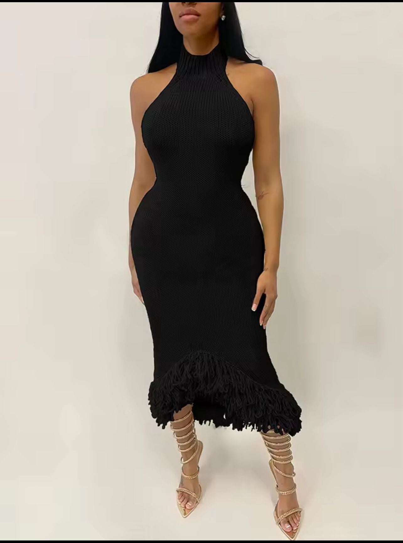 Weird Puss Knit Backless Dress Women