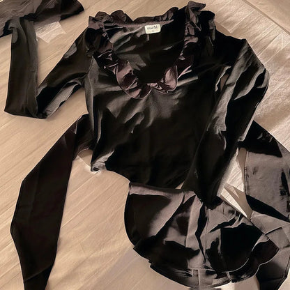 ELEGANT FRILL RUFFLE DETAIL FLARE SLEEVE TOP