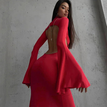 HERVLICA OPEN BACK SPLIT MAXI DRESS