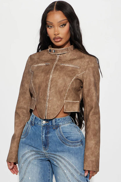 Ines Washed Faux Leather Jacket