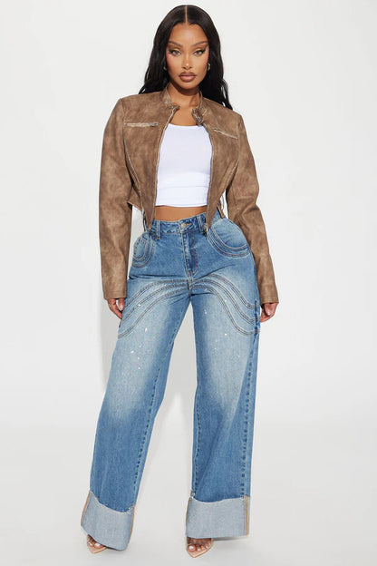 Ines Washed Faux Leather Jacket