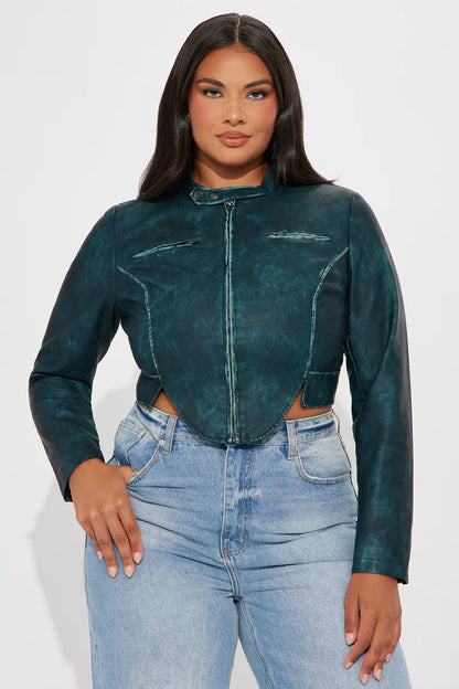 Ines Washed Faux Leather Jacket