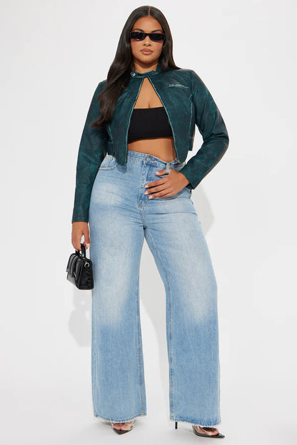 Ines Washed Faux Leather Jacket