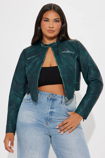 Ines Washed Faux Leather Jacket