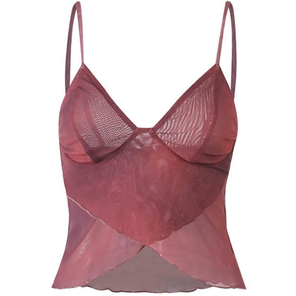 MESH SEE ME THROUGH PRINTED TOP