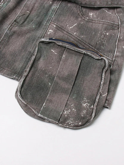 PATCHWORK LACE UP DENIM SKIRT