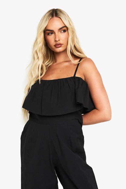 Cotton Blend Frill Jumpsuit