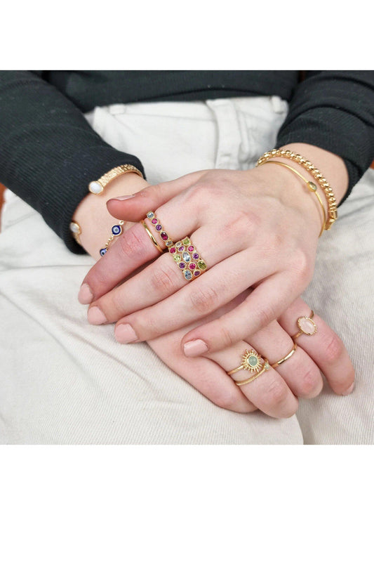 18ct Gold Plated Multi Colour Gemstone Ring