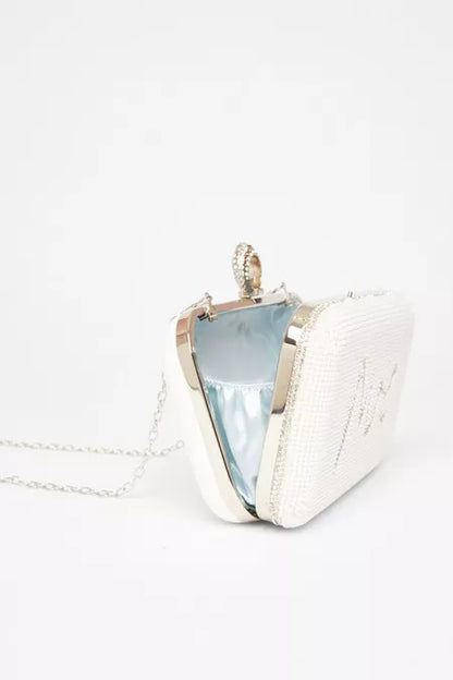 White Bridal Diamante Ring Box Bag