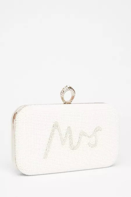 White Bridal Diamante Ring Box Bag