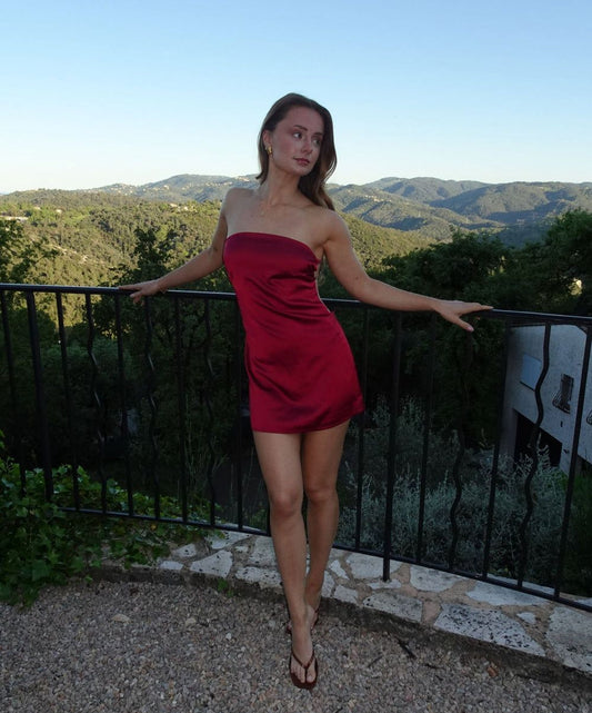 Diana satin bandeau dress - Red